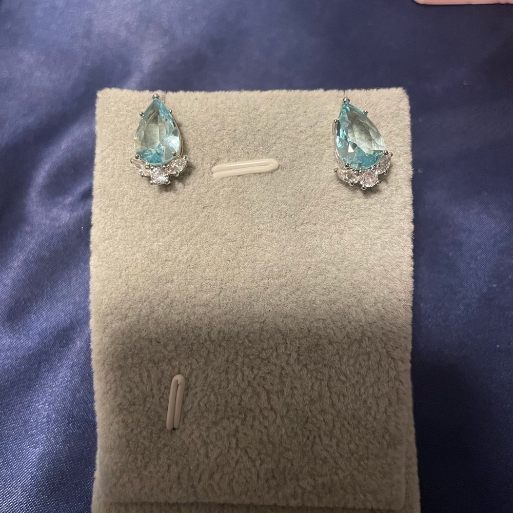 Oval Aquamarine And Diamond Cluster Stud Earrings